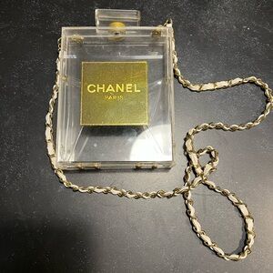 Chanel-ish Gold and Clear Crossbody Bag